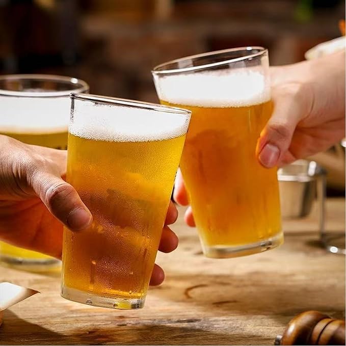 16.3 oz Drinking Glasses Set of 4, Glass Cups Set,Pint Glasses, Iced Coffee Cups,Highball Drinkware Glassware, Water Glasses for Cocktails,Beer,Wine,Juice