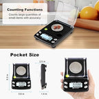 Digital Milligram Scale Accurate 0.001g/50g,Precision mg Scale for Jewelry,Powder,Gold,Gem,Reloading Scale,Micro Gram Scale with 6 Units,Tare,Cal Weight,Pocket Scale with USB&Battery Powered