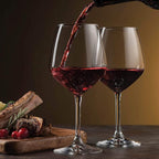 Bormioli Rocco 18oz Red Wine Glasses, Crystal Clear Star Glass, Laser Cut Rim For Wine Tasting, Elegant Party Drinking Glassware, Restaurant Quality (Set of 4)