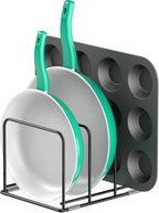 Kitchen Cabinet Organizer - Steel Cookware Rack, Divided Holder with 3 Slots for Skillets, Baking Tray and Chopping Board - Pan Storage (2.2 Inch Width Slots)