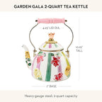 MACKENZIE-CHILDS Enamel Tea Kettle, Cute Tea Kettle for Stovetop, 2 Quarts, Garden Gala