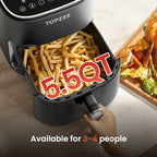 Air Fryer 12-in-1 with 5.5 QT Large Capacity, Compact Air Fryer, 100-400℉ Precise Heat, 360°Hot Air Circulation, 95% Less Oil, Bake, Dry, Reheat, Frozen, Broil, Proof, Black