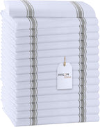 Dish Towels Set (Value Pack of 15) Size 15x25 Inch, 100% Cotton Soft & Absorbent Linen Kitchen Towels, Tea Towels, Reusable Cleaning Cloths for Household Cleaning (Grey)