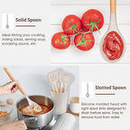 E-far Cooking Utensils Set of 6, Silicone Kitchen Utensils with Wooden Handle, Non-stick Cookware Friendly & Heat Resistant, Includes Spatula/Ladle/Slotted Turner/Serving Spoon/Spaghetti Server(Khaki)