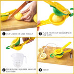 Yellow/Green Lemon Squeezer, Premium Hard Plastic Material Hand Juicer Lemon Squeezer, Kitchen 2-in-1 Lemon Squeezer - Durable and Easy to Clean - Kitchen Essentials, Citrus Juicer (1, Yellow, Large)
