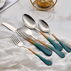 Colorful Silverware Set 20 Piece 18/0 Stainless Steel Flatware green orange Handle Cutlery Set Service for 4 Fork Knife Spoon Set Mirror Finish Dishwasher Safe