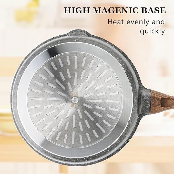 SENSARTE Nonstick Deep Frying Pan Skillet, 11-inch Saute Pan with Lid, Stay-cool Handle, Chef Pan Healthy Stone Cookware Cooking Pan, Induction Compatible