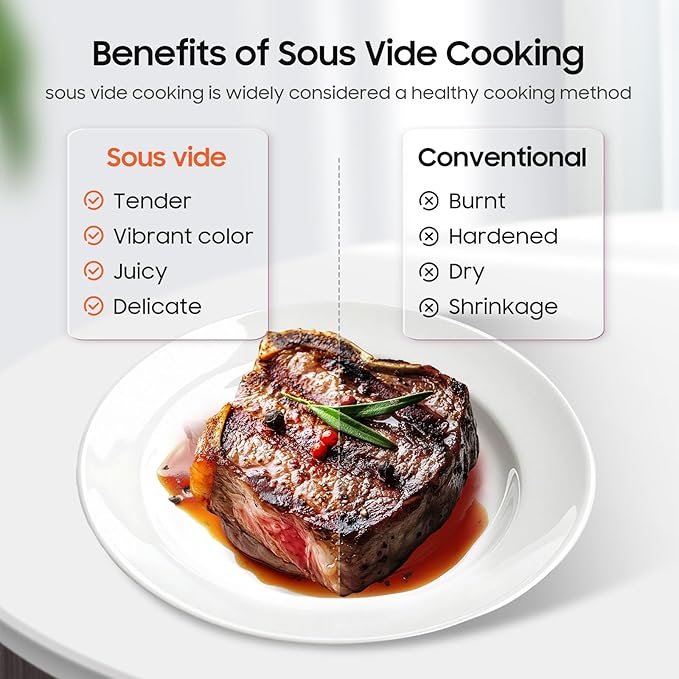 WIFI Sous Vide Machine, 1100 Watts Sous-Vide Cooker Immersion Circulator with Preset Recipes on APP, Thermal Immersion, Fast-Heating with Timer & Best Gift (black-wifi, L)
