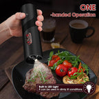 Electric Salt and Pepper Grinder Set,USB Rechargeable Automatic Grinder,Top-Refill Pepper Mill Grinder with Charging Base,Salt and Pepper Grinder with 110ml Large Capacity and LED,One-Hand Operation