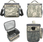 FlowFly Insulated Reusable Lunch Bag Adult Large Lunch Box for Women and Men with Adjustable Shoulder Strap,Front Zipper Pocket and Dual Large Mesh Side Pockets,DigitalCamo