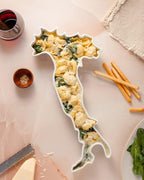 WORLD PLATES Italy Shaped Baking Dish Serving Platter or Decorative Tray Charming Porcelain Bakeware Oven Microwave and Dishwasher Safe