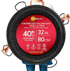 Enameled Paella Pan (Carbon Steel, 32 in - 80 cm (40 Servings) (4 hangers))