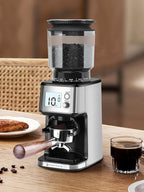 Homtone Conical Burr Coffee Grinder – 51mm Stepless Electric Espresso Grinder with Grind Settings, Automatic Timer, Low Noise, with Portafilter Holders, for Home and Commercial Use, Grade for Baristas