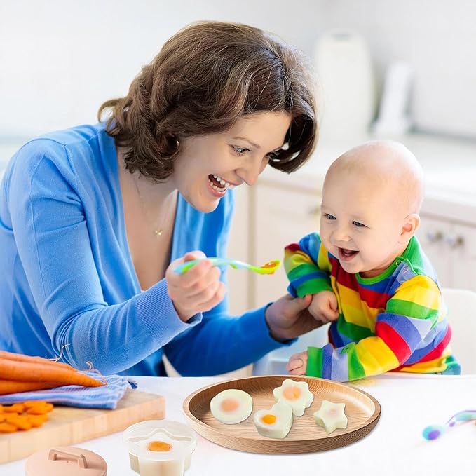 5 PCS Egg Poacher Cups, Pink Egg Cooker, Cute Shapes Reusable Egg Molds, Nonstick Egg Poaching Cups for Boiled Eggs Without Shell