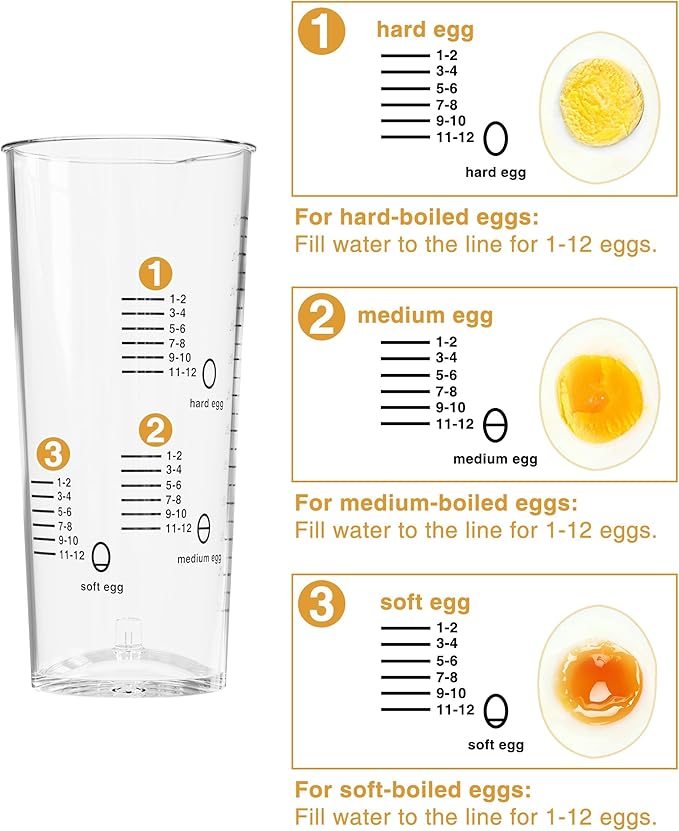 Evoloop Rapid Egg Cooker Electric 12 Eggs Capacity, Soft, Medium, Hard Boiled, Poached, Omelet Maker Egg Poacher & Vegetable Steamer, BPA Free Tray（white）