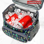 FlowFly Insulated Reusable Lunch Bag Adult Large Lunch Box for Women and Men with Adjustable Shoulder Strap,Front Zipper Pocket and Dual Large Mesh Side Pockets,Cactus