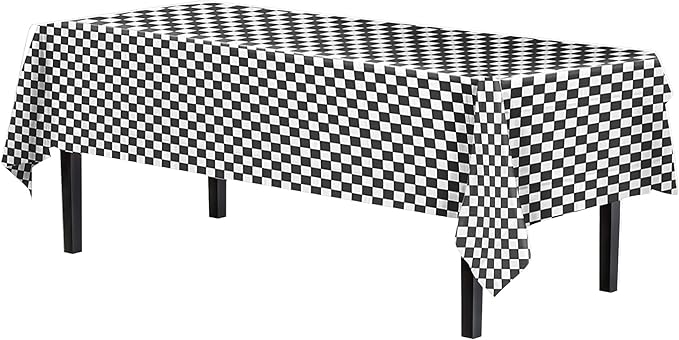 Exquisite Party Solids 12-Pack - Premium Plastic Tablecloth 54in. x 108in. Rectangle Table Cover - Checkered