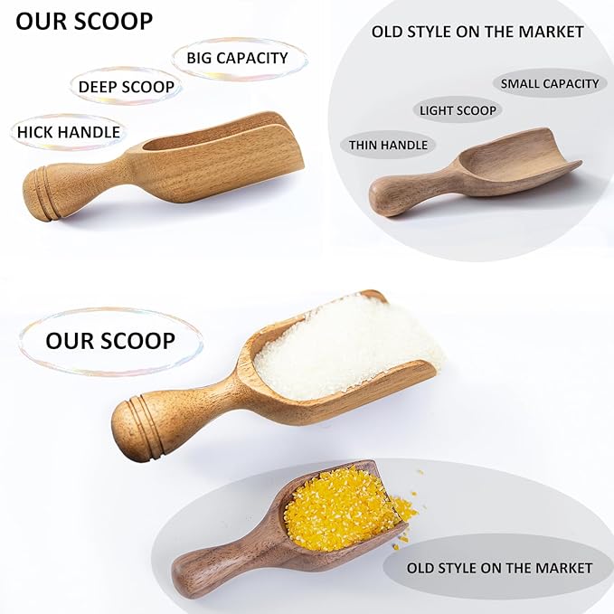 Wooden Scoops for Canisters 3PCS Small Wooden Scoop for Jars Acacia Wood Scoops for Canisters Mini Scoop for Ground Coffee Scoop for Seasoning Bath Salt Laundry Shovel-Multipurpose