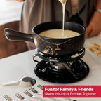 Swissmar Gruyere Cheese Fondue Set - 2.8 QT / 2.65 L - Ceramic Fondue Pot with Rechaud, Fondue Burner, 6 Forks - Ideal for Melting Cheese, Chocolate & Caramel - Black