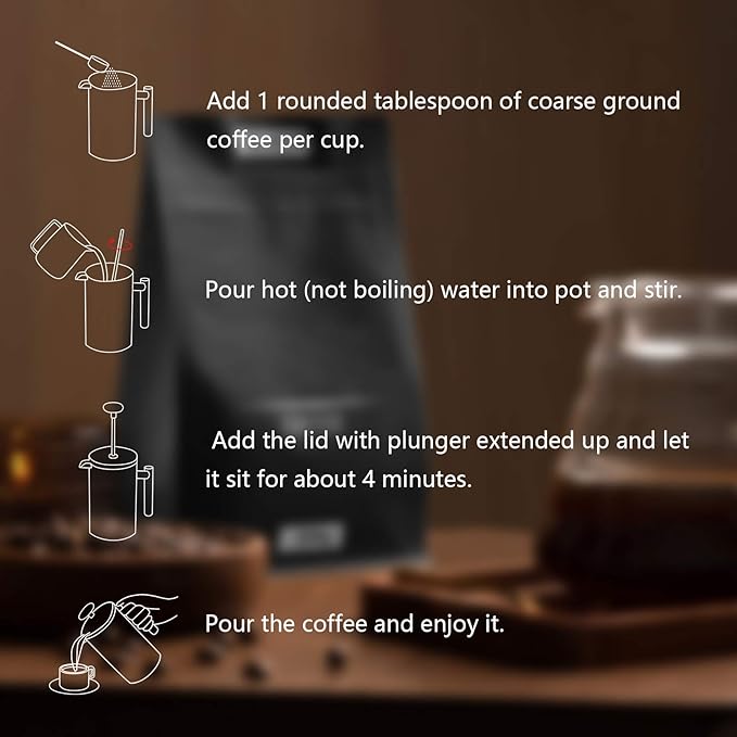 Insulated French Press Coffee Maker Stainless Steel Double-Wall Metal 3 Level Filtration System, Rust-Free Dishwasher Safe