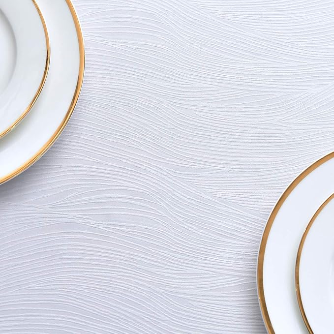 maxmill Square Tablecloth Swirl Design Spillproof Wrinkle Free Heavy Weight Soft Table Cloth Decorative Fabric Table Cover for Outdoor and Indoor Use Square 60 x 60 Inch White