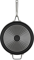 KitchenAid Hard Anodized Induction Nonstick Cookware Saute Pan/Jumbo Cooker with Lid and Helper Handle, Dishwasher Safe, 5 Quart Non Stick Sauteuse with Stainless Steel Handles - Matte Black