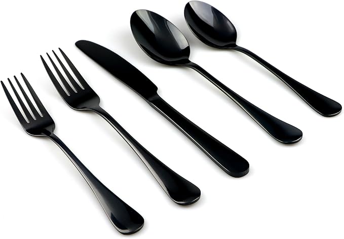 30-Piece 18/0 Stainless Steel Classical Flatware Set, Mirror Polishing Black, Service for 6