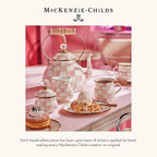 MACKENZIE-CHILDS Tumbler Glasses, Elegant Drinkware, Glasses with Gold Rim, 8 Ounces, Set of 2, Pink-and-White Rosy Check