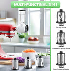 Slicer Shredder Attachment for KitchenAid Stand Mixer, Cheese Grater for KitchenAid Mixer, Salad Maker Accessory, Cheese Grater with 3 Blades, Attachment for Kitchenaid Mixers