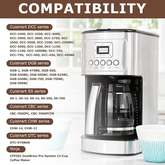 KEEPOW Reusable Coffee Filter Replacement 12-Cup, Compatible with Cuisinart Coffee Makers, Gold Tone Coffee Filter Basket 10-12 Cup