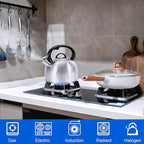 GGC Whistling Stove Top Tea Kettles, 304 Stainless Steel Tea Kettles with Anti-Heat Handle, 2.7QT/3L Tea Pot for Boiling Water, Coffee or Milk