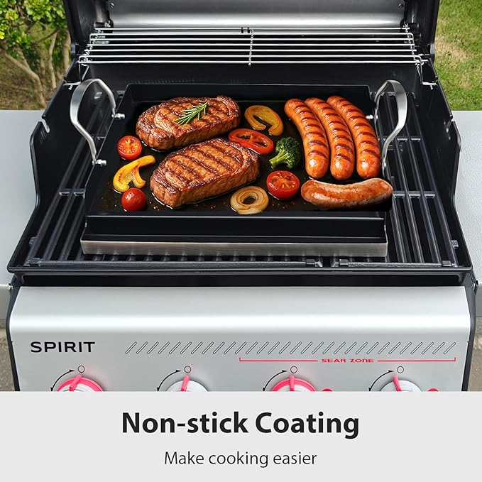 Utheer 17" x 13" Ceramic Nonstick Stainless Steel Griddle for Gas Grill, Charcoal, Stove Top Griddle, Non-Toxic, PFAS/PFOA/PTFE Free, Oven Up to 500°F, for BBQ, Camping & Kitchen, Black