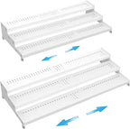 Expandable Spice Rack organizer with 3-Tier step shelf,Modern Design heavy duty,Non Skid and Visibility ,Great for Kitchen Cabinet,Bathroom,dressing table,Cupboard, Pantry and more(2PACKS/WHITE)