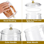 4 Pcs Clear Plastic Candy Jars with Lids, 1/2 Gallon (68oz) Airtight Cookie Containers – Large Apothecary Canisters for Snacks, Wedding Buffet, Kitchen, Home & Bar Décor Halloween Candy Jar