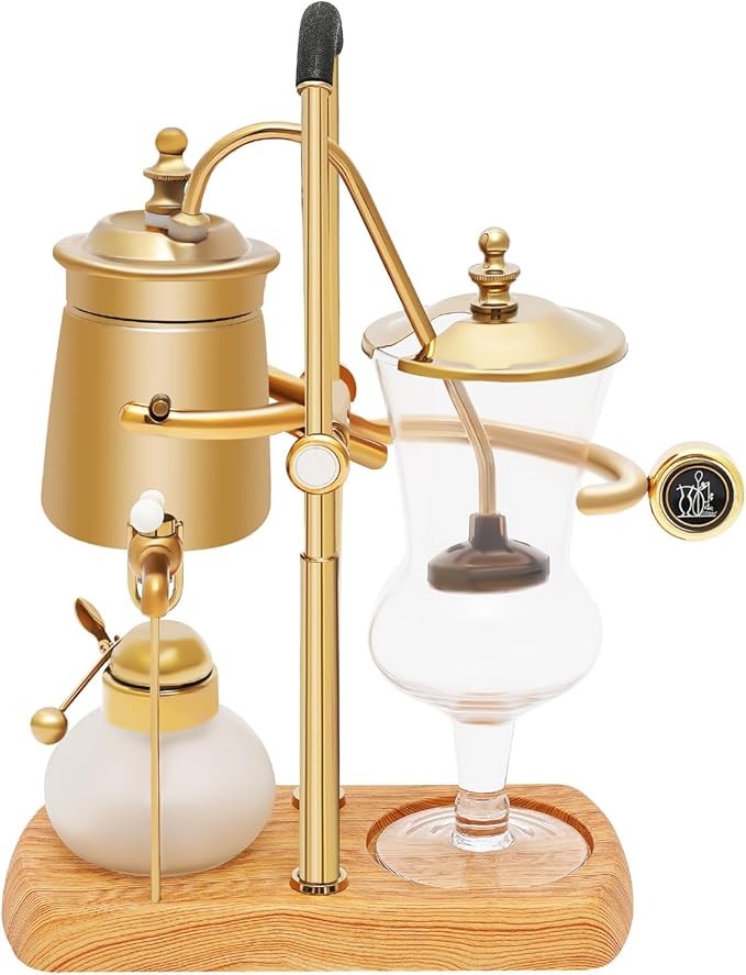 Balance Syphon Coffee Maker, 400ml Siphon Brewer, Elegant Retro Coffee Pot, Retro-Style Vacuum Coffee Brewing, Vintage Coffee Maker, Classic Gold