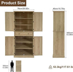 Garvee Pantry Cabinet, 72" Kitchen Pantry Storage Cabinet, Modern Farmhouse Kitchen Cupboard with Large Drawer, 2 Cabinets, 4 Adjustable Shelves, Freestanding Rattan Hutch for Dining Room Living Room