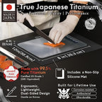 Titanium Cutting Board | 99.5% Pure Japanese Titanium | Non-Toxic | Lightweight & Dishwasher Safe | S Size | Made in Japan | With Non-Slip Mat | For Kitchen & Camping Use