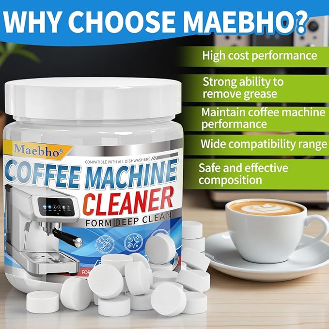 100-Tabs Coffee Maker Cleaner Tablets,Espresso Coffee Machine Descaler Cleaning Tablets Compatible with Keurig, Ninja, Breville, Delonghi, Nespresso, Miele - Deep Descaling & Cleaning