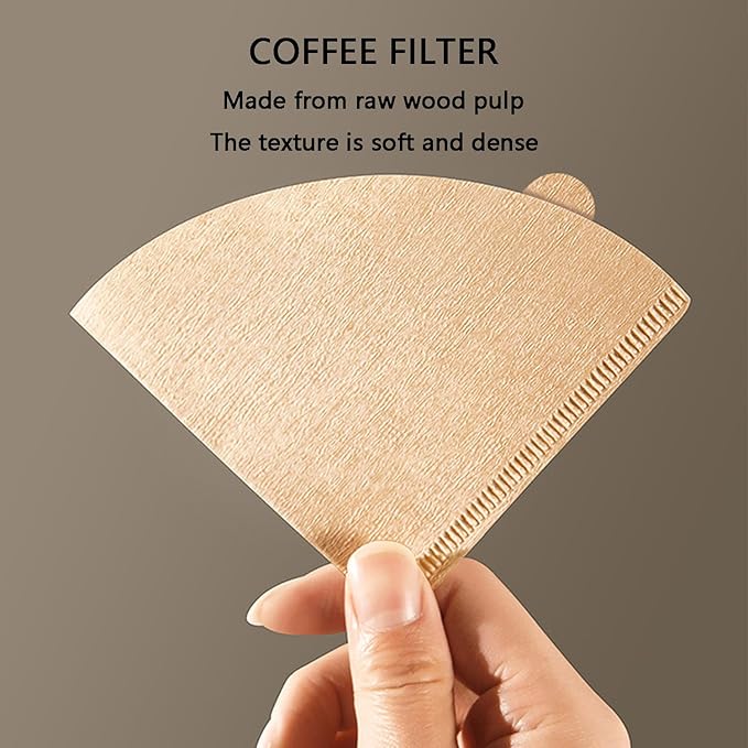 Cone Coffee Filters, Disposable Natural Paper Filters,2-4 Cup Coffee Filters, For Pour Over Coffee Maker, Drip Coffee (V02 (Unbleached,100))