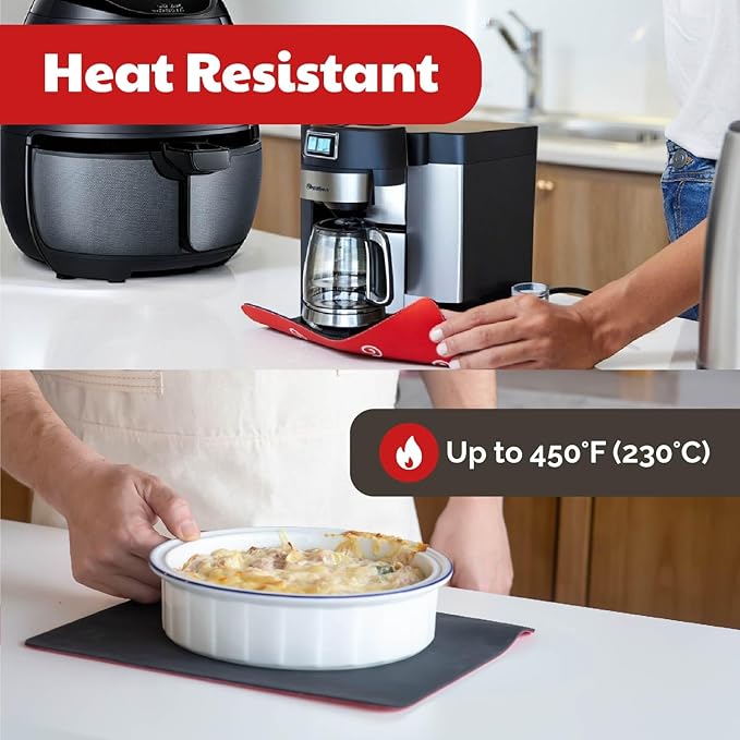 3 Pack Heat Resistant Mats for Countertop – Heat Pad Protector & Appliance Sliders for Kitchen – Cut to fit, Compatible with Ninja, Cuisinart, KitchenAid, Keurig & More