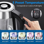 Aigostar Electric Kettle, Tea Kettle with Temperature Control and Tea Infuser, 1500W Hot Water Kettle with Variable Temperature, Keep Warm Function, LED Indicator Light Change, Auto Shut-Off, 1.7L