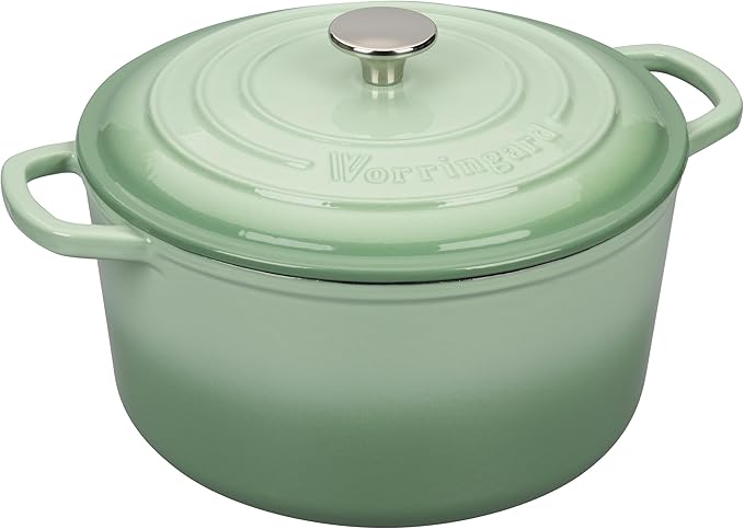 Enameled Cast Iron Dutch Oven Pot with Lid, for Sourdough Bread Baking, Round Dutch Ovens, 4.5 Quart, Green