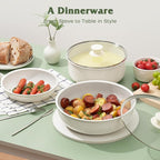 18 Pcs Pots and Pans Set Non Stick, Cookware Sets with Detachable Handle, Nonstick RV Kitchen Cooking Tools Removable Handles, Oven Safe, Induction Fast, Stackable Induction Cookware, White