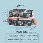 Insulated Kids Dual Compartment Lunch Bags Tote Pack for Girls Boys Toddler Kindergarten School Picnic Cooler Thermal Lunch Boxes with Strap (Green Rainbow)