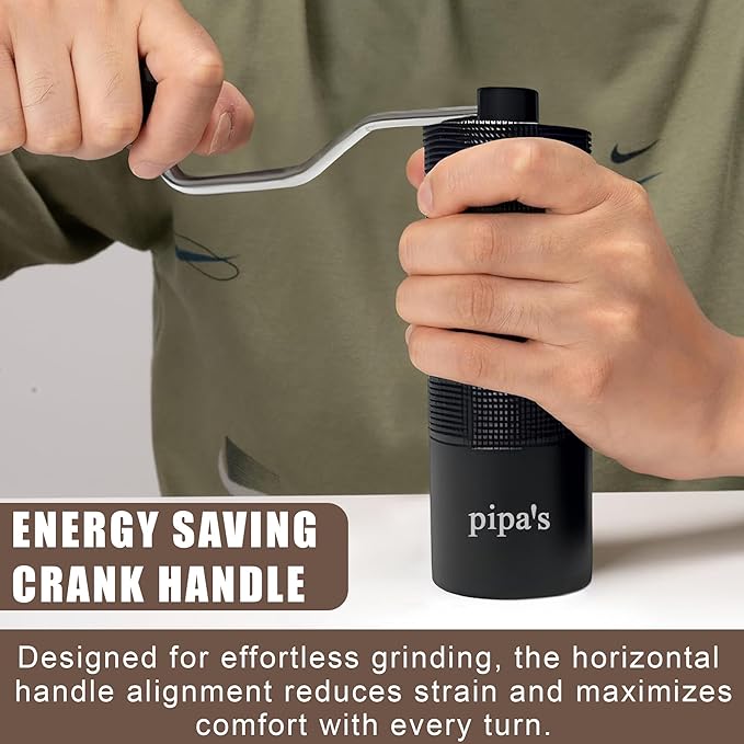 pipa’s Manual Coffee Bean Grinder with Brush (35g) | Stainless Steel Burr Mill, Adjustable Coffee Grinder for Espresso, Pour Over, French Press & Cold Brew | Coffee Hand Grinder for Home & Outdoor