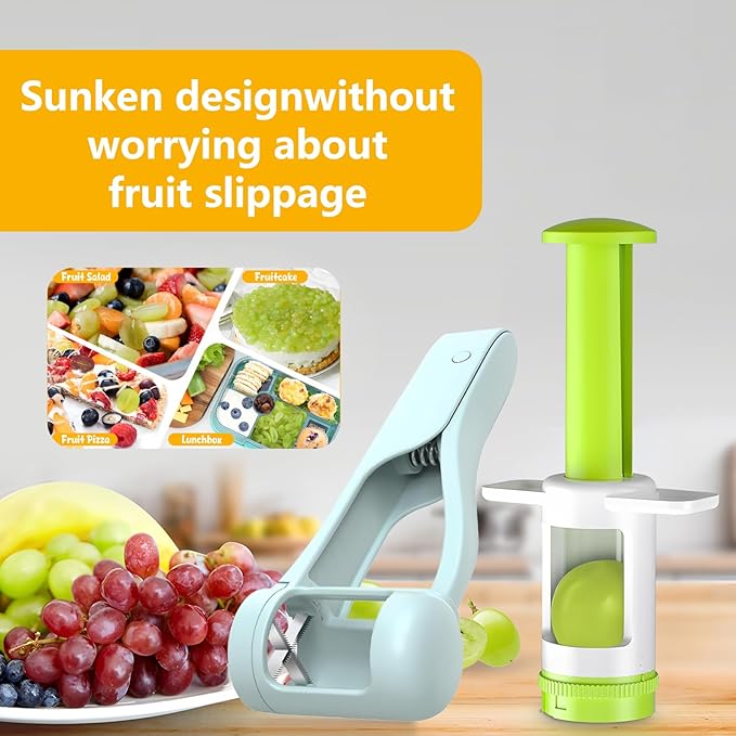 Grape Cutter suit, Stainless Steel Fruit Cutter for Grapes, Strawberries and Cherry Tomatoes, Slice into Quarters, Effortless Kitchen Tool for Fruit Salad Preparation, Quick and Easy Meal Prep