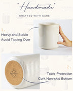 getstar Large Kitchen Utensil Holder for Kitchen Counter (H7.2” x W6.2”), Ceramic Cooking Utensil Holder with Cork Mat (Vintage)