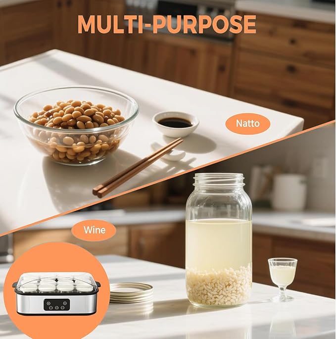 Automatic Yogurt Maker, Digital Yogurt Maker Machine with 12 Jars 2160ml Adjustable Temperature 48H Time Control for Fresh Homemade Yogurt Dessert, Led Display Multi-Function Electric Yogurt Machine