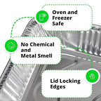 IDL Packaging Full Size Aluminum Steam Table Pans with Lids - Deep, 21" x 13" x 3" (pack of 5) - Disposable Foil Pan for Grilling, Roasting, BBQ, Cooking, Baking, Freezing