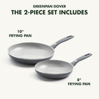 GreenPan Dover 8" and 10" Frying Pan Skillet Set, Healthy Ceramic Nonstick Coating, PFAS-Free, Dishwasher Safe, Comfort Grip Handle, Gray
